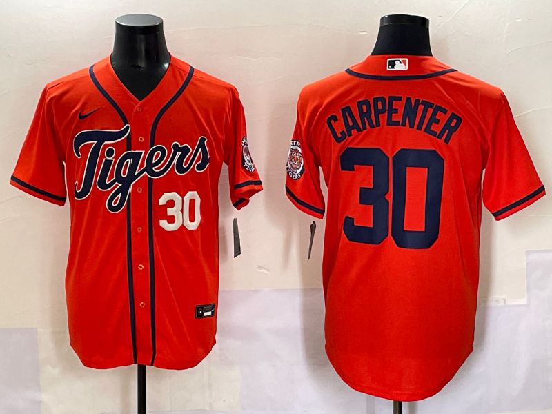 Men 2025 Detroit Tigers 30 Carpenter Orange Game Nike MLB Jersey style 3